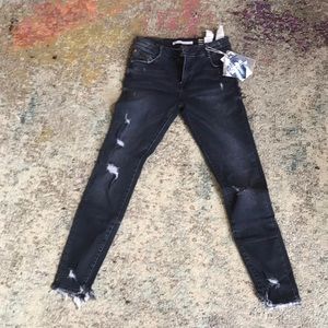 Zara skinny black denim distressed jeans!